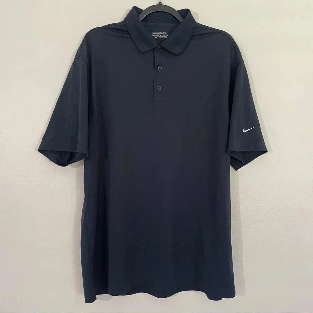 Nike FitDry Golf Men’s Short Sleeve Navy Lightweight Activewear Polo Size XLarge